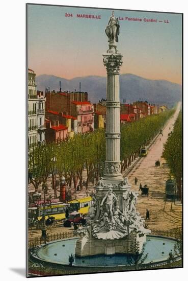 La Fontaine Cantini in Marseille. Built by Sculptor Andre Allar. Postcard Sent in 1913-French Photographer-Mounted Giclee Print