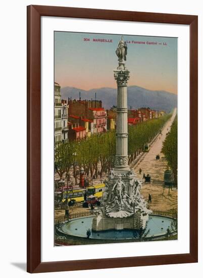 La Fontaine Cantini in Marseille. Built by Sculptor Andre Allar. Postcard Sent in 1913-French Photographer-Framed Giclee Print