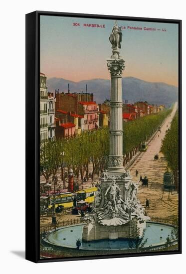 La Fontaine Cantini in Marseille. Built by Sculptor Andre Allar. Postcard Sent in 1913-French Photographer-Framed Stretched Canvas