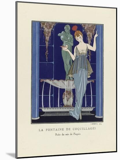 La Fontaine De Coquillages, Pub. 1914 (Pochoir Print)-Georges Barbier-Mounted Giclee Print