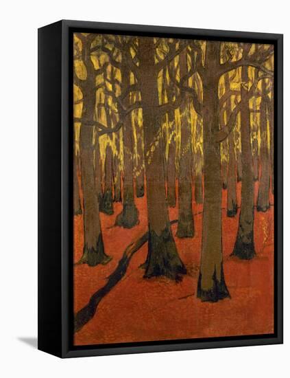 La Forêt au sol rouge-Georges Lacombe-Framed Stretched Canvas