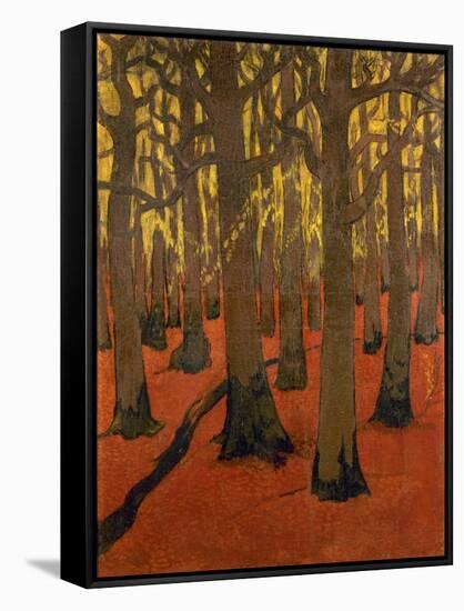 La Forêt au sol rouge-Georges Lacombe-Framed Stretched Canvas