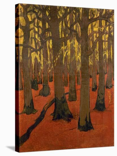 La Forêt au sol rouge-Georges Lacombe-Stretched Canvas