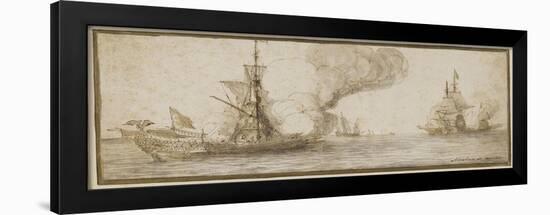 La frégate attaquée par des pirates-Abraham de Verwer-Framed Giclee Print