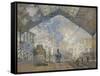 La gare Saint-Lazare-Claude Monet-Framed Stretched Canvas