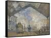 La gare Saint-Lazare-Claude Monet-Framed Stretched Canvas