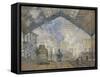 La gare Saint-Lazare-Claude Monet-Framed Stretched Canvas