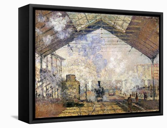 La Gare Saint-Lazare-Claude Monet-Framed Stretched Canvas