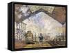 La Gare Saint-Lazare-Claude Monet-Framed Stretched Canvas