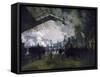 La gare St Lazare-Claude Monet-Framed Stretched Canvas