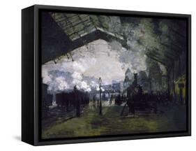 La gare St Lazare-Claude Monet-Framed Stretched Canvas