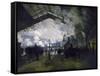 La gare St Lazare-Claude Monet-Framed Stretched Canvas