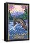 La Grande, Oregon - Fly Fishing-Lantern Press-Framed Stretched Canvas