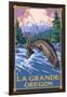 La Grande, Oregon - Fly Fishing-Lantern Press-Framed Art Print