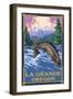 La Grande, Oregon - Fly Fishing-Lantern Press-Framed Art Print