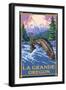 La Grande, Oregon - Fly Fishing-Lantern Press-Framed Art Print