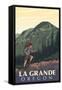 La Grande, Oregon - Mountain Hiker-Lantern Press-Framed Stretched Canvas