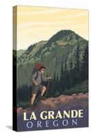 La Grande, Oregon - Mountain Hiker-Lantern Press-Stretched Canvas