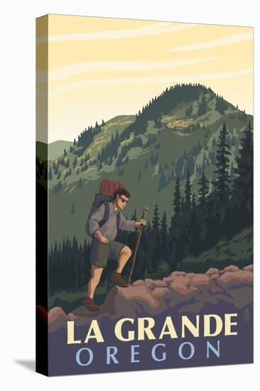 La Grande, Oregon - Mountain Hiker-Lantern Press-Stretched Canvas