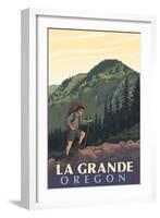 La Grande, Oregon - Mountain Hiker-Lantern Press-Framed Art Print