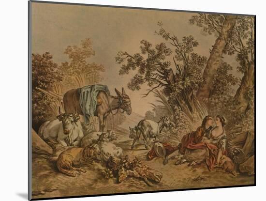 'La Grande Pastorale, No. 602', (Pastoral Scene), c1740-1770, (1913)-Gilles Demarteau-Mounted Giclee Print