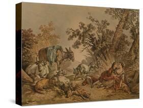 'La Grande Pastorale, No. 602', (Pastoral Scene), c1740-1770, (1913)-Gilles Demarteau-Stretched Canvas