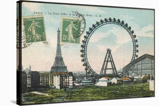 La Grande Roue with the Tour Eiffel in the Distance-null-Stretched Canvas