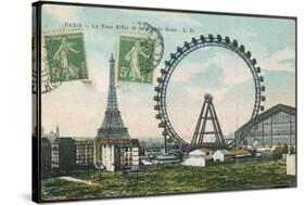 La Grande Roue with the Tour Eiffel in the Distance-null-Stretched Canvas