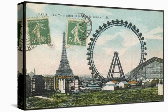 La Grande Roue with the Tour Eiffel in the Distance-null-Stretched Canvas