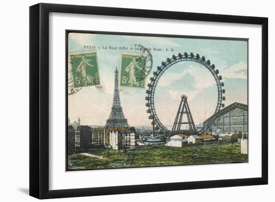 La Grande Roue with the Tour Eiffel in the Distance-null-Framed Art Print