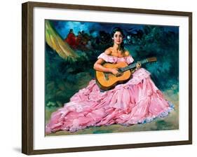 La Guitarista-Fransisco R S Clemente-Framed Giclee Print