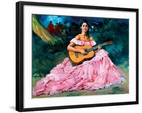 La Guitarista-Fransisco R S Clemente-Framed Giclee Print