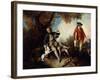 La Halte De Chasseurs': a Huntsman Holding a Gamebird and Resting by a Tree-Nicolas Lancret-Framed Giclee Print