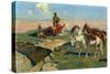 La Halte Des Guerriers Du Caucase - Peinture De Franz Roubaud (1856-1928), 1917 - Caucasian Riders-Franz Roubaud-Stretched Canvas