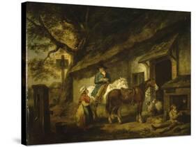 La Halte ("The Public House Door")-George Morland-Stretched Canvas