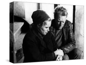 La Honte THE SHAME (SKAMMEN) by IngmarBergman with Liv Ullmann and Max von Sydow, 1968 (b/w photo)-null-Stretched Canvas