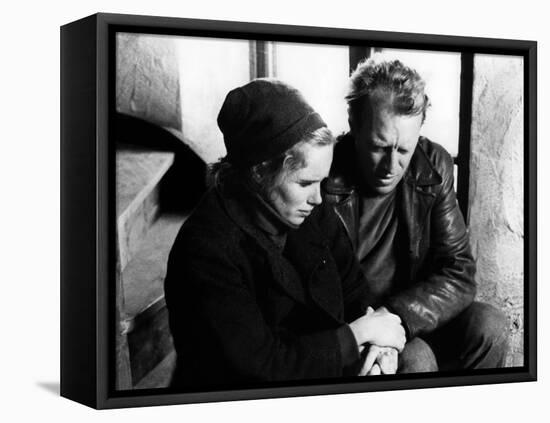 La Honte THE SHAME (SKAMMEN) by IngmarBergman with Liv Ullmann and Max von Sydow, 1968 (b/w photo)-null-Framed Stretched Canvas