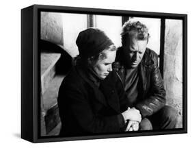 La Honte THE SHAME (SKAMMEN) by IngmarBergman with Liv Ullmann and Max von Sydow, 1968 (b/w photo)-null-Framed Stretched Canvas