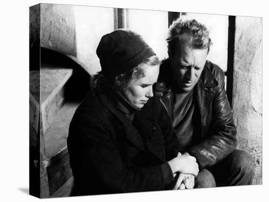 La Honte THE SHAME (SKAMMEN) by IngmarBergman with Liv Ullmann and Max von Sydow, 1968 (b/w photo)-null-Stretched Canvas