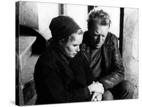 La Honte THE SHAME (SKAMMEN) by IngmarBergman with Liv Ullmann and Max von Sydow, 1968 (b/w photo)-null-Stretched Canvas