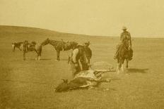 "The Spring Round-Up" Roping A Texas Steer-LA Huffman-Mounted Art Print