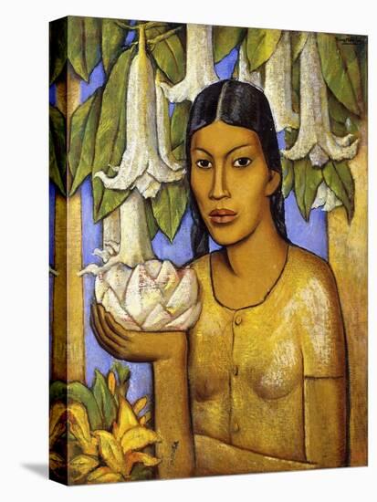 La India De Las Floripondias; La India De Las Floripondias, (Oil on Canvas)-Alfredo Ramos Martinez-Stretched Canvas