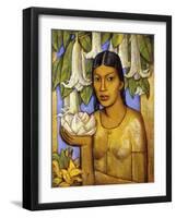 La India De Las Floripondias; La India De Las Floripondias, (Oil on Canvas)-Alfredo Ramos Martinez-Framed Giclee Print