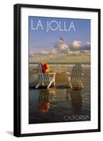 La Jolla, California - Adirondack Chairs on the Beach-Lantern Press-Framed Art Print