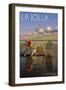 La Jolla, California - Adirondack Chairs on the Beach-Lantern Press-Framed Art Print