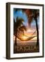 La Jolla, California - Hammock and Sunset-Lantern Press-Framed Art Print