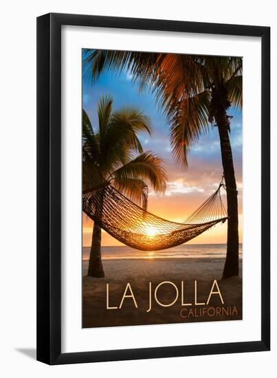 La Jolla, California - Hammock and Sunset-Lantern Press-Framed Art Print