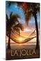 La Jolla, California - Hammock and Sunset-Lantern Press-Mounted Art Print