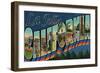 La Jolla, California - Large Letter Scenes-Lantern Press-Framed Art Print