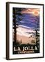 La Jolla, California - Sunset Beach-Lantern Press-Framed Art Print